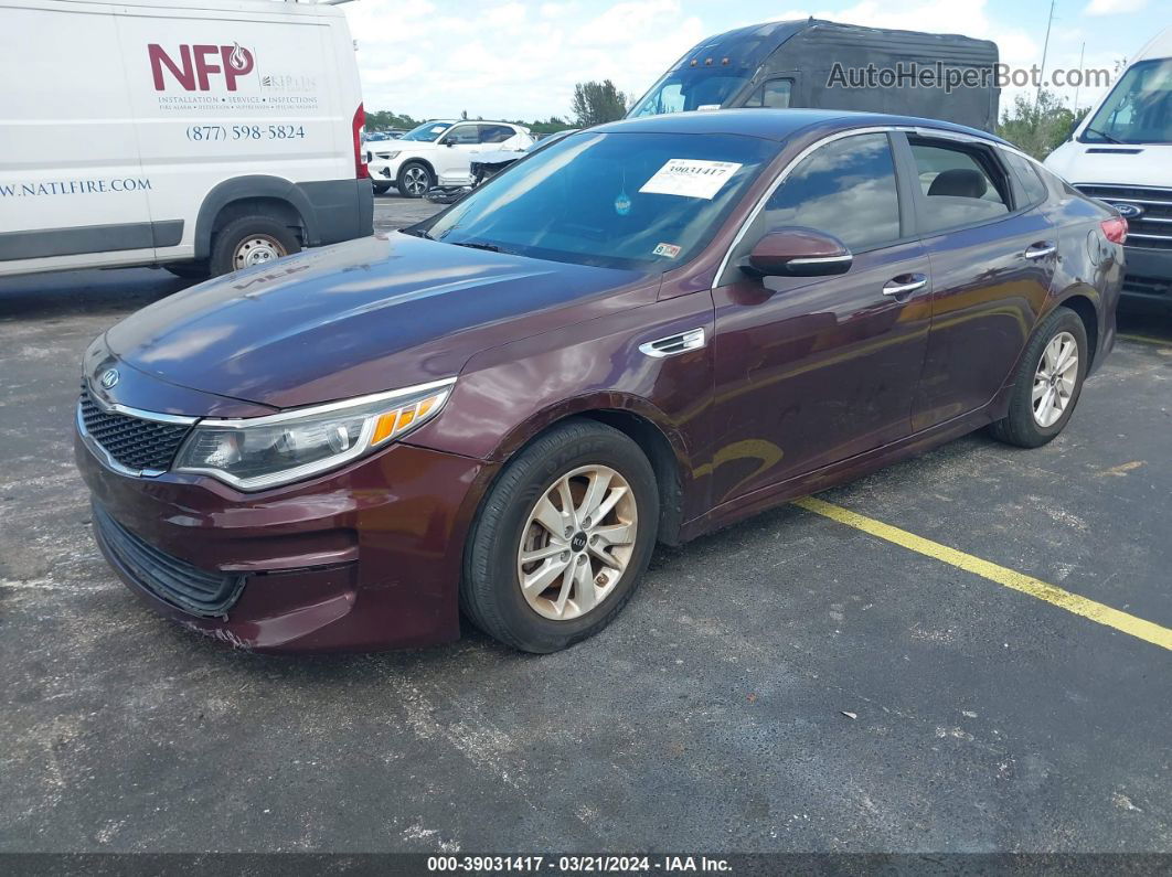 2016 Kia Optima Lx Burgundy vin: 5XXGT4L35GG032020