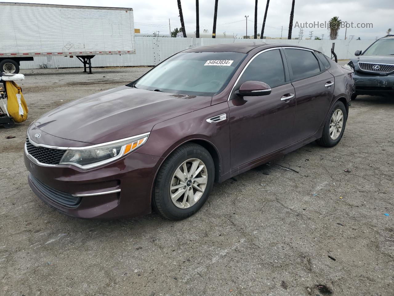 2016 Kia Optima Lx Burgundy vin: 5XXGT4L37GG020466