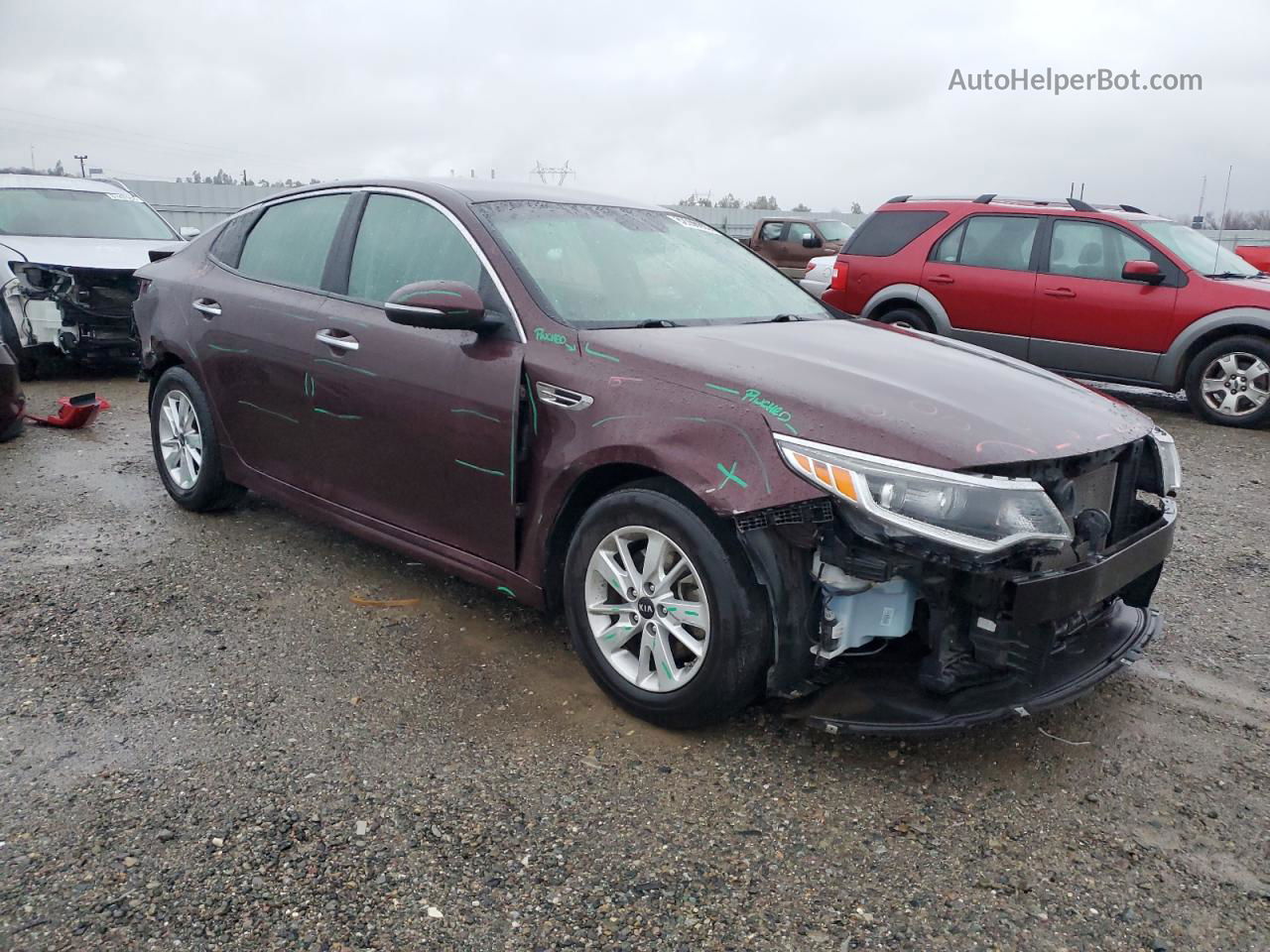 2018 Kia Optima Lx Burgundy vin: 5XXGT4L37JG220657