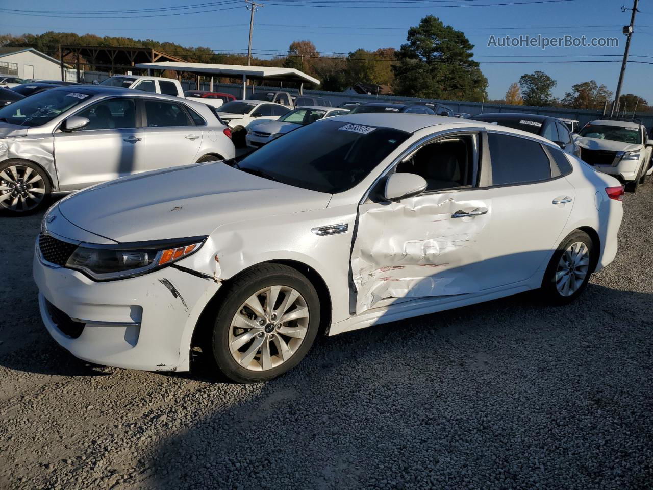 2016 Kia Optima Lx White vin: 5XXGT4L38GG006835