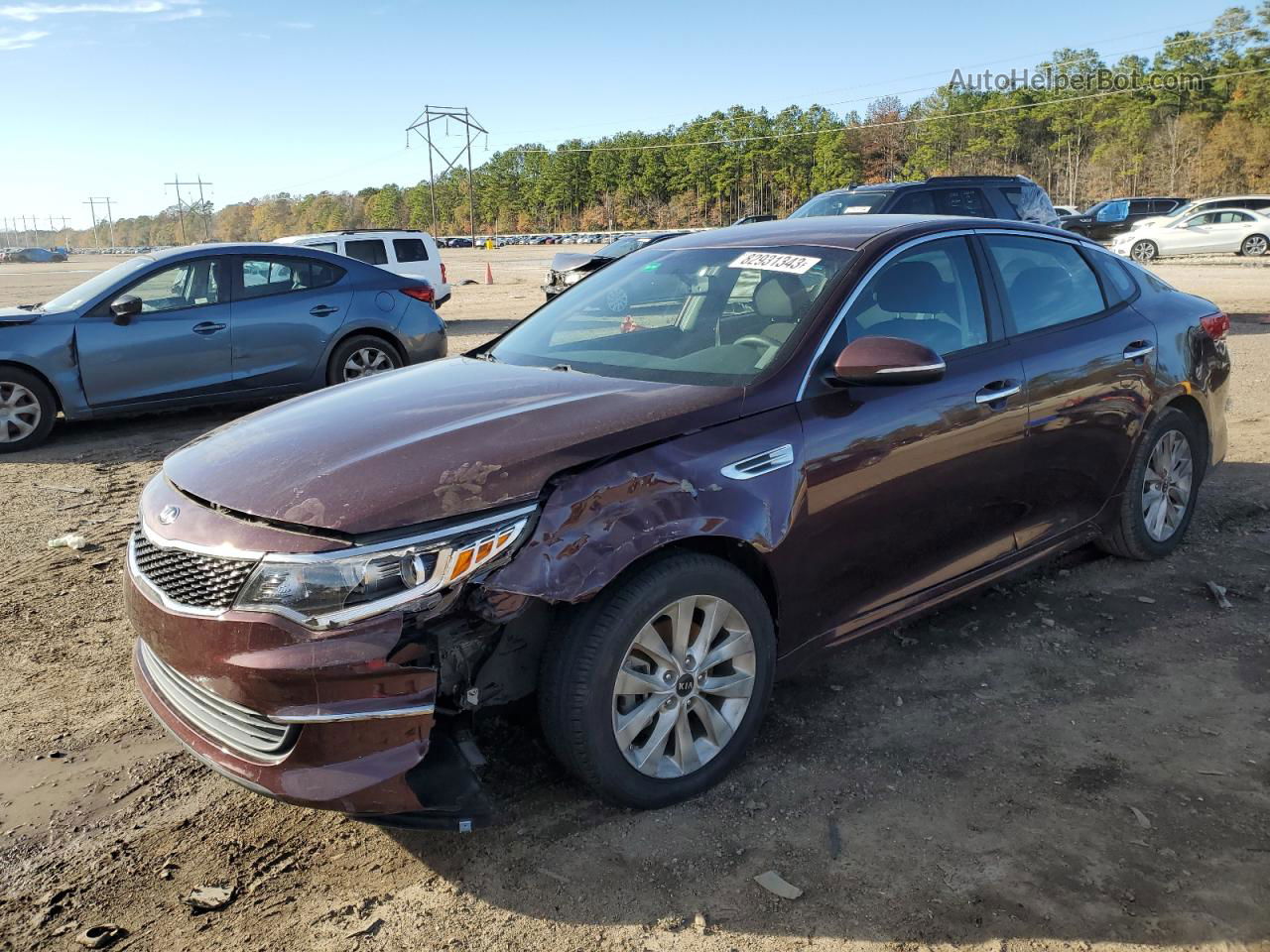 2016 Kia Optima Lx Maroon vin: 5XXGT4L3XGG002981