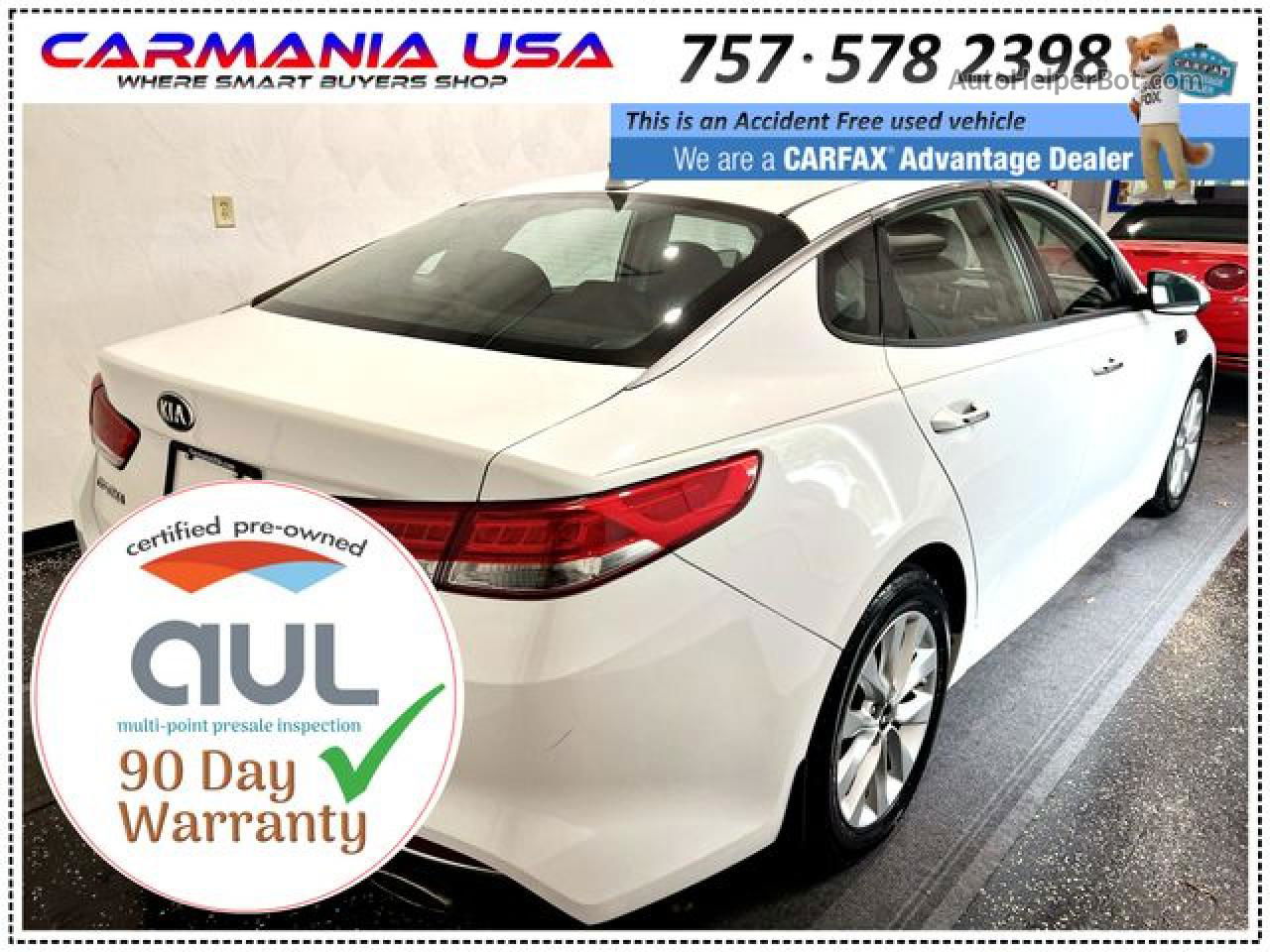 2016 Kia Optima Ex White vin: 5XXGU4L30GG054133