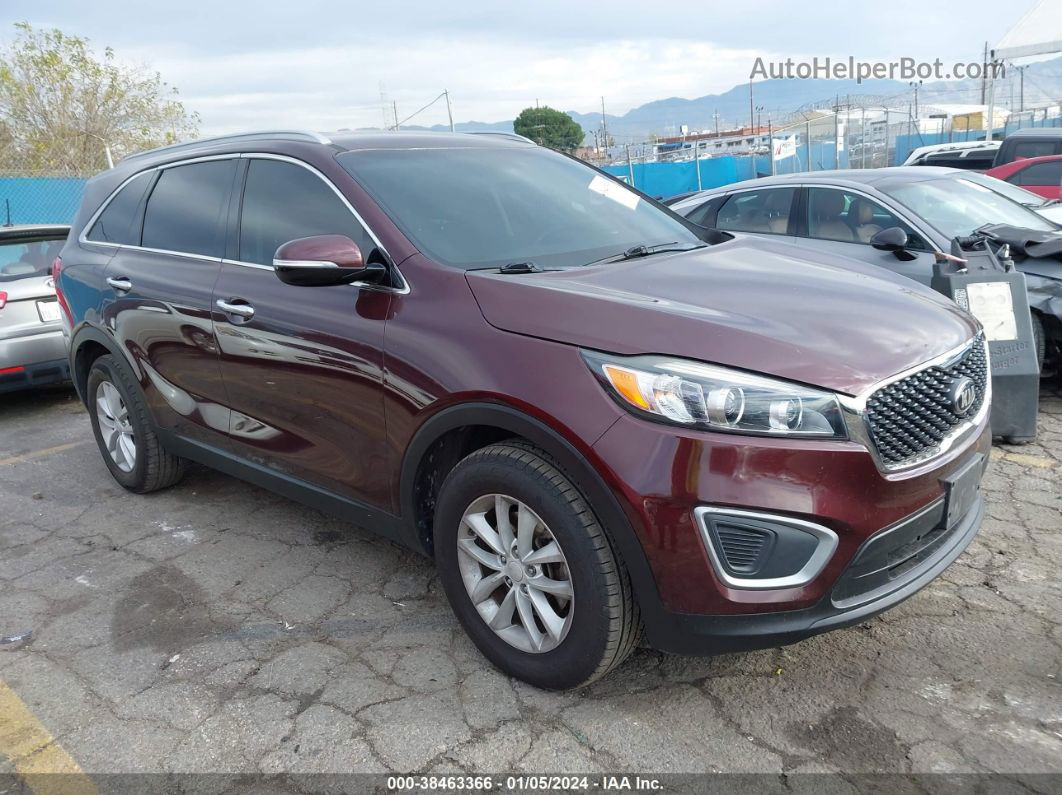 2018 Kia Sorento 2.4l Lx Burgundy vin: 5XYPG4A30JG338875