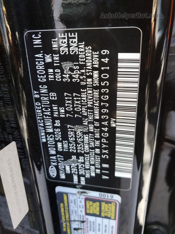 2018 Kia Sorento Lx Black vin: 5XYPG4A39JG350149