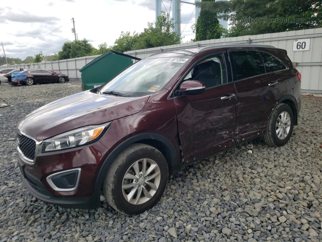 2018 Kia Sorento Lx Burgundy vin: 5XYPG4A39JG377044