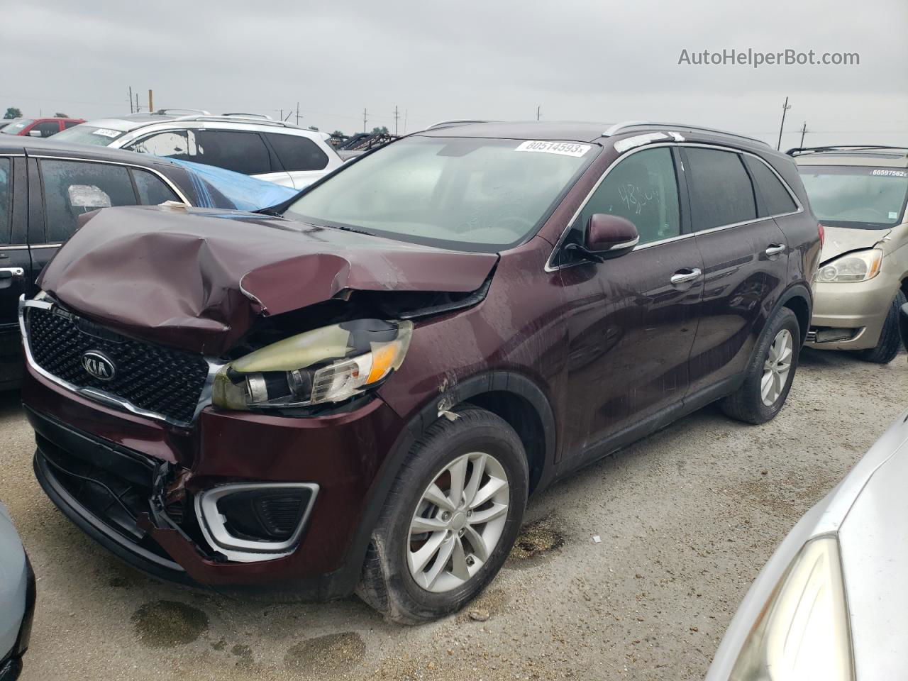 2017 Kia Sorento Lx Burgundy vin: 5XYPG4A3XHG274788