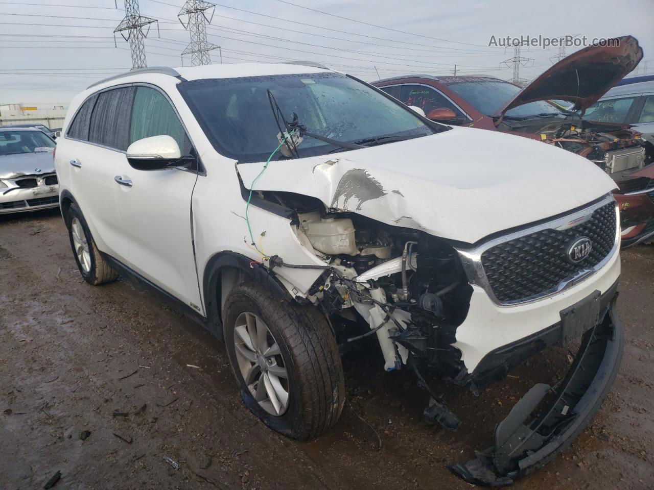 2018 Kia Sorento Lx White vin: 5XYPGDA35JG424361