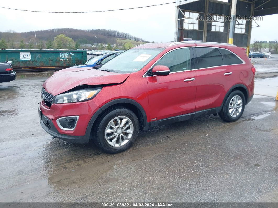 2018 Kia Sorento 2.4l Lx Red vin: 5XYPGDA36JG392536