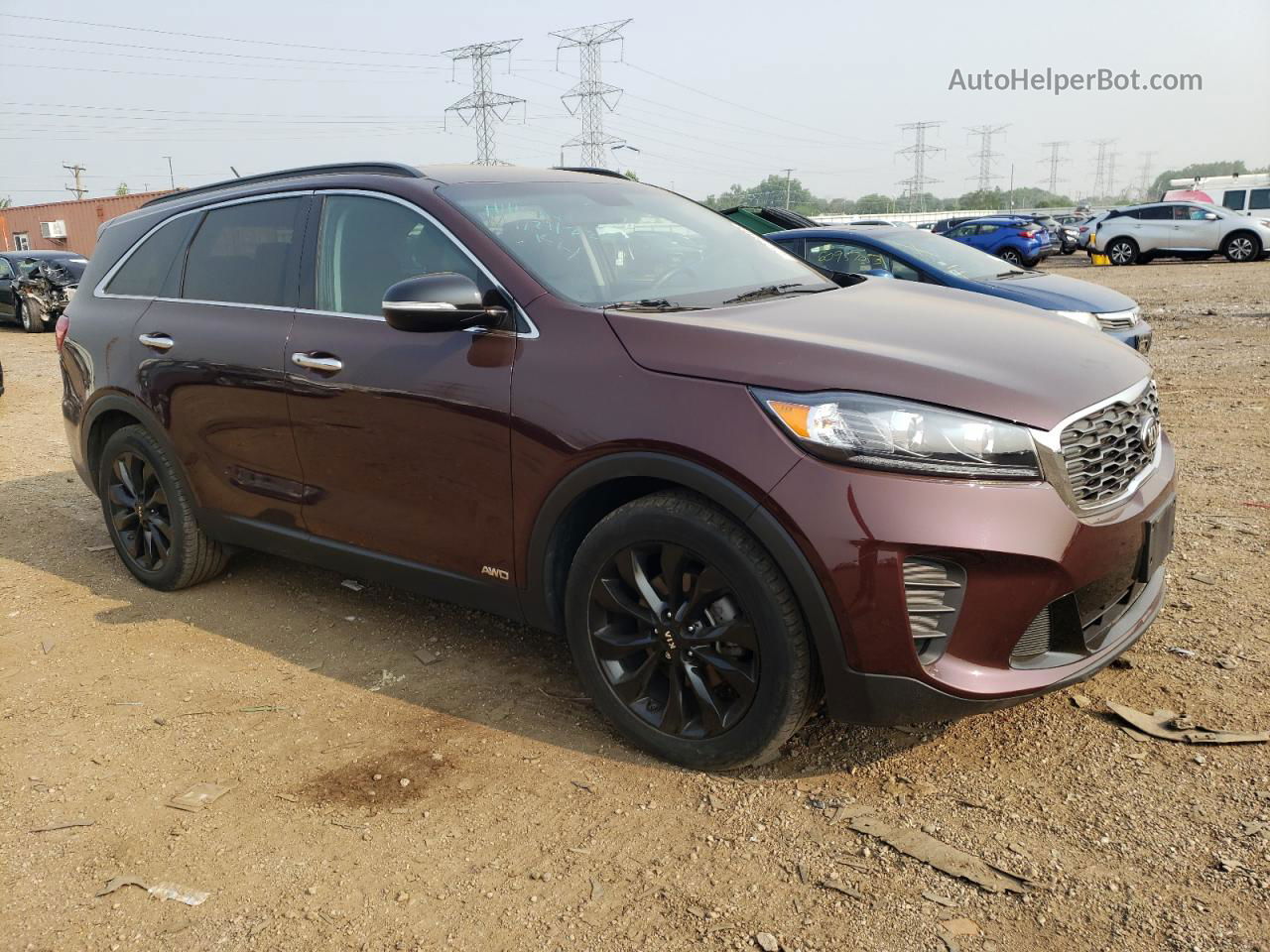 2020 Kia Sorento S Темно-бордовый vin: 5XYPGDA57LG705226