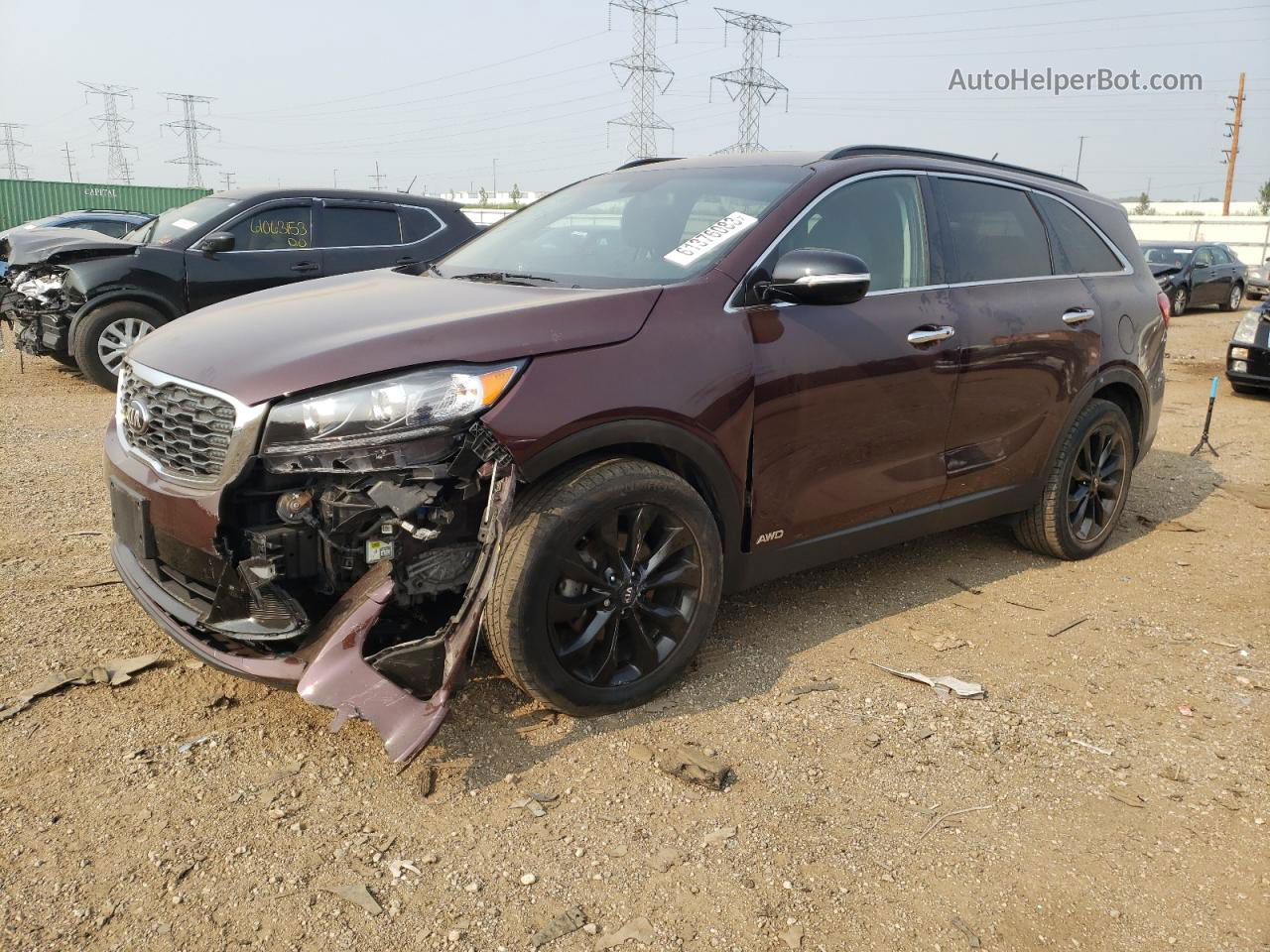 2020 Kia Sorento S Maroon vin: 5XYPGDA57LG705226