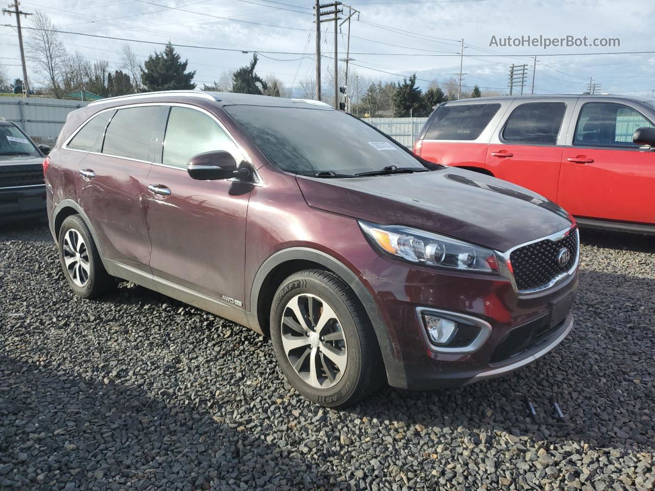 2018 Kia Sorento Ex Бордовый vin: 5XYPHDA56JG423539