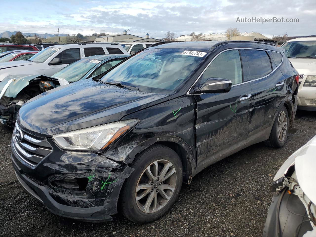 2014 Hyundai Santa Fe Sport  Black vin: 5XYZU3LA5EG176335