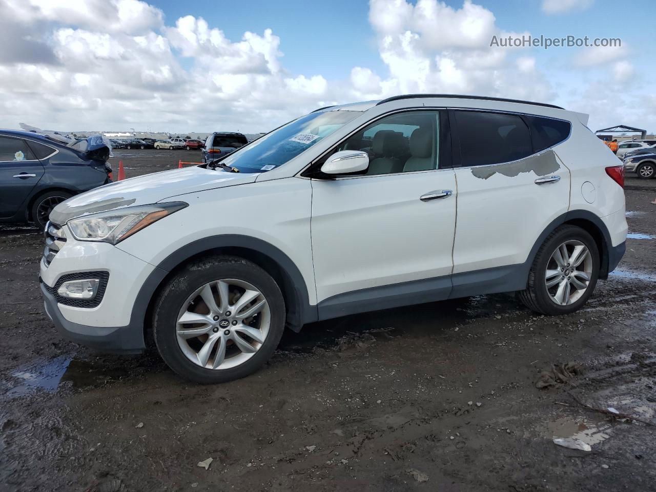 2013 Hyundai Santa Fe Sport  White vin: 5XYZU3LAXDG120891