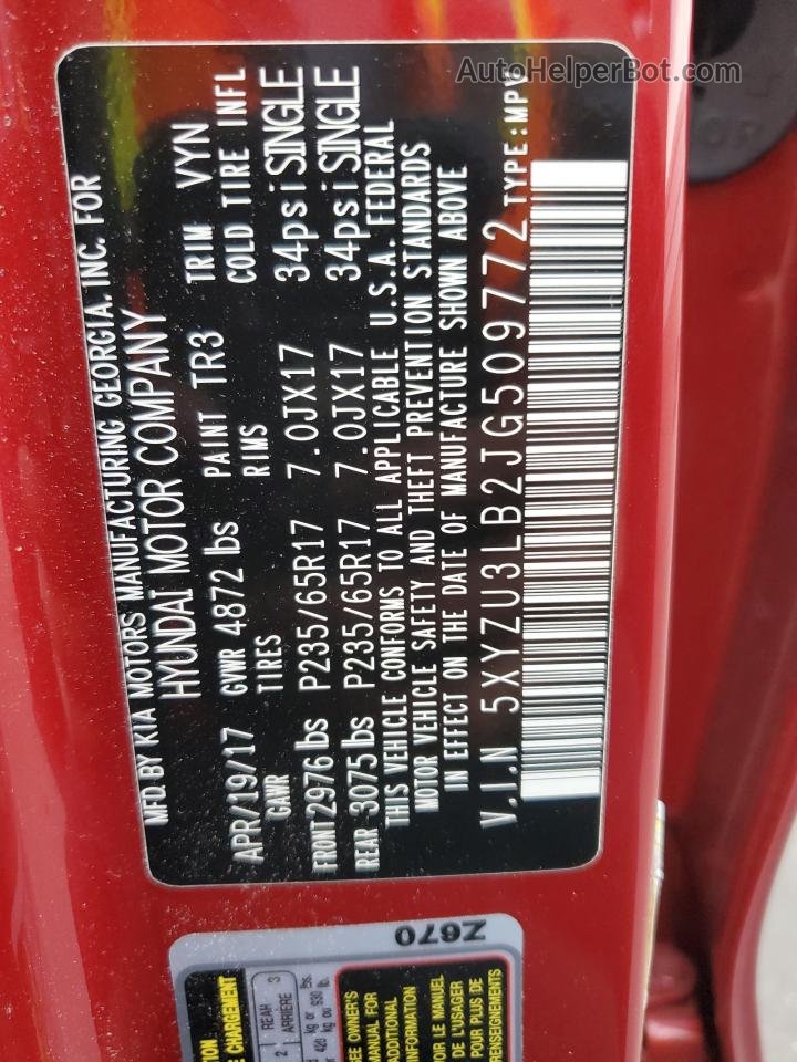 2018 Hyundai Santa Fe Sport  Красный vin: 5XYZU3LB2JG509772