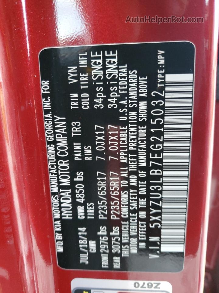 2014 Hyundai Santa Fe Sport  Красный vin: 5XYZU3LB7EG215032