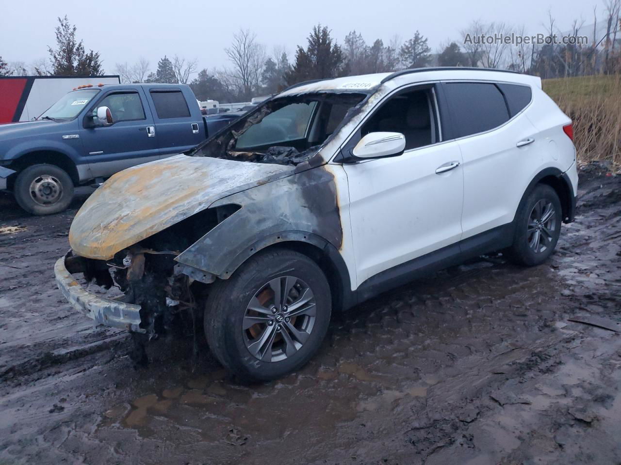 2013 Hyundai Santa Fe Sport  White vin: 5XYZUDLB6DG009043