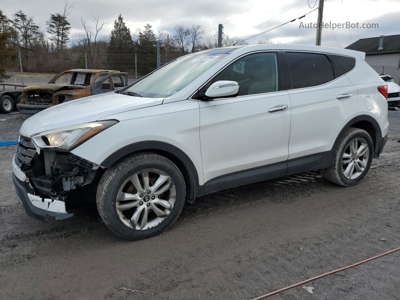 2013 Hyundai Santa Fe Sport  White vin: 5XYZWDLA6DG042190