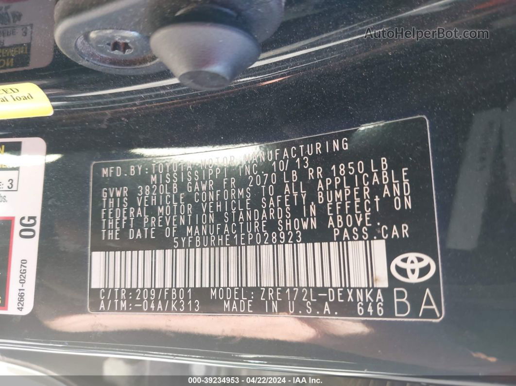 2014 Toyota Corolla Le Plus Черный vin: 5YFBURHE1EP028923