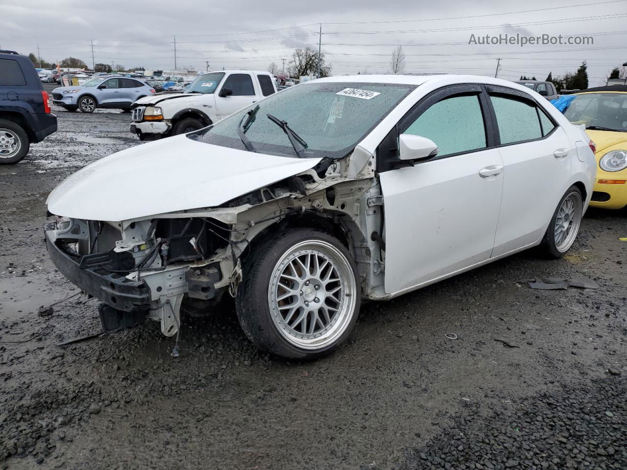 2014 Toyota Corolla L White vin: 5YFBURHE3EP075001