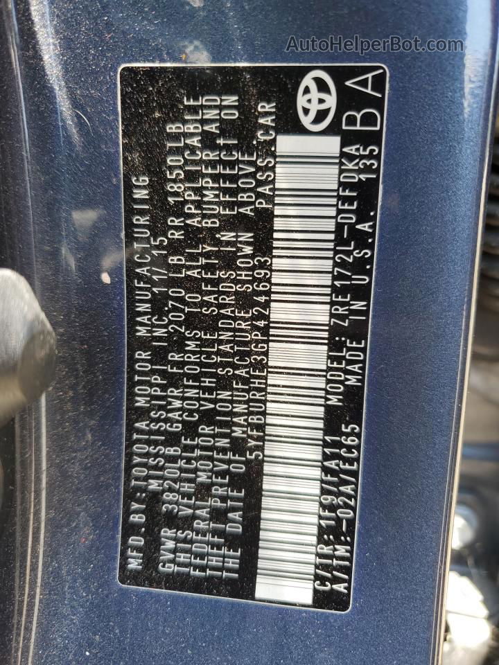 2016 Toyota Corolla L Blue vin: 5YFBURHE3GP424693