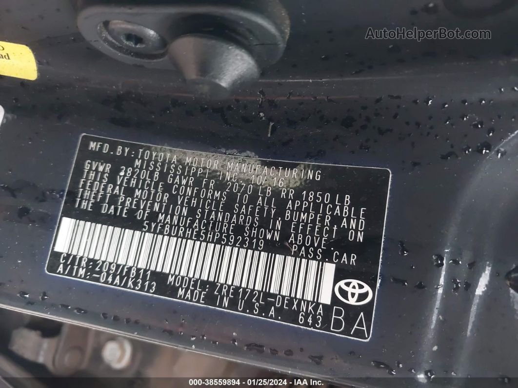 2017 Toyota Corolla Le Черный vin: 5YFBURHE5HP592319