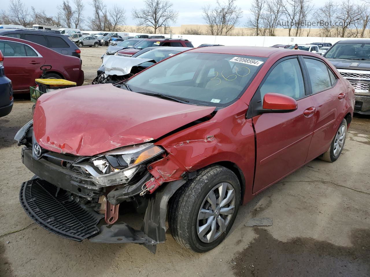 2015 Toyota Corolla L Red vin: 5YFBURHE6FP256286