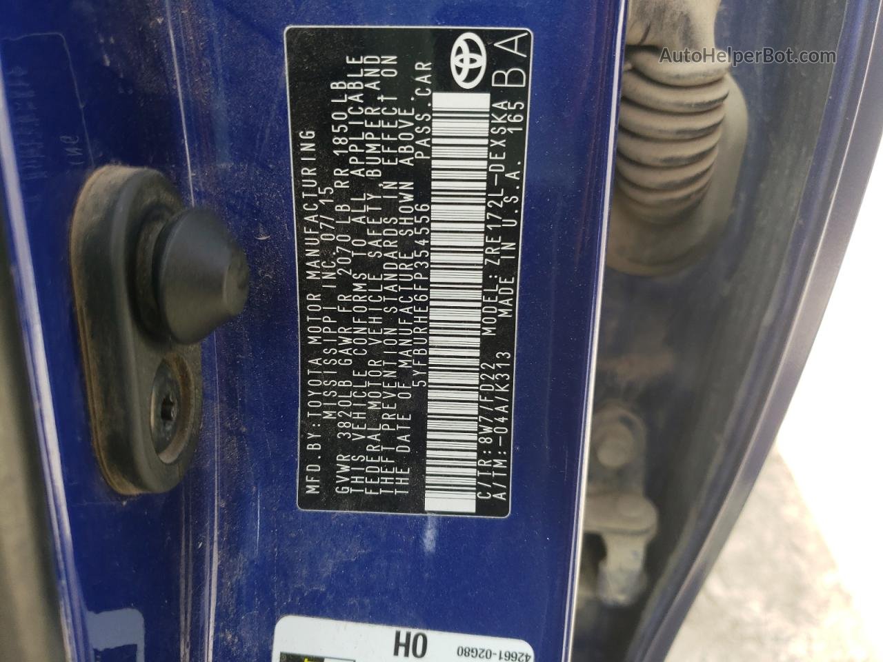 2015 Toyota Corolla L Синий vin: 5YFBURHE6FP354556