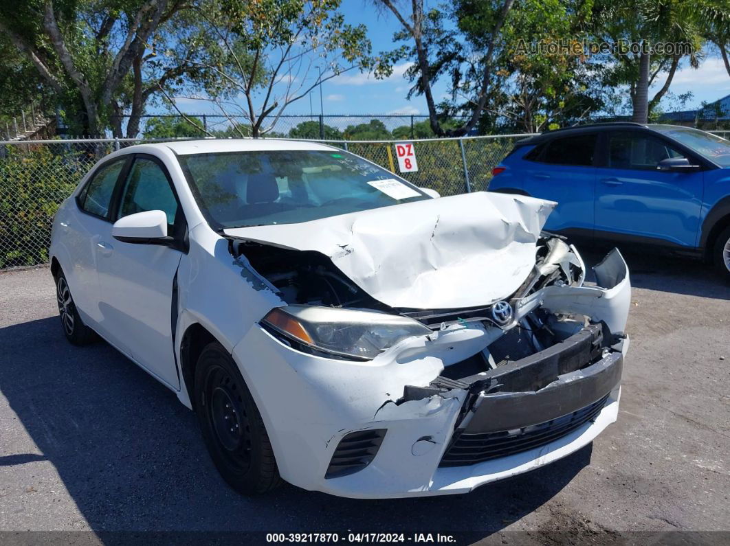 2016 Toyota Corolla Le White vin: 5YFBURHE8GP467586