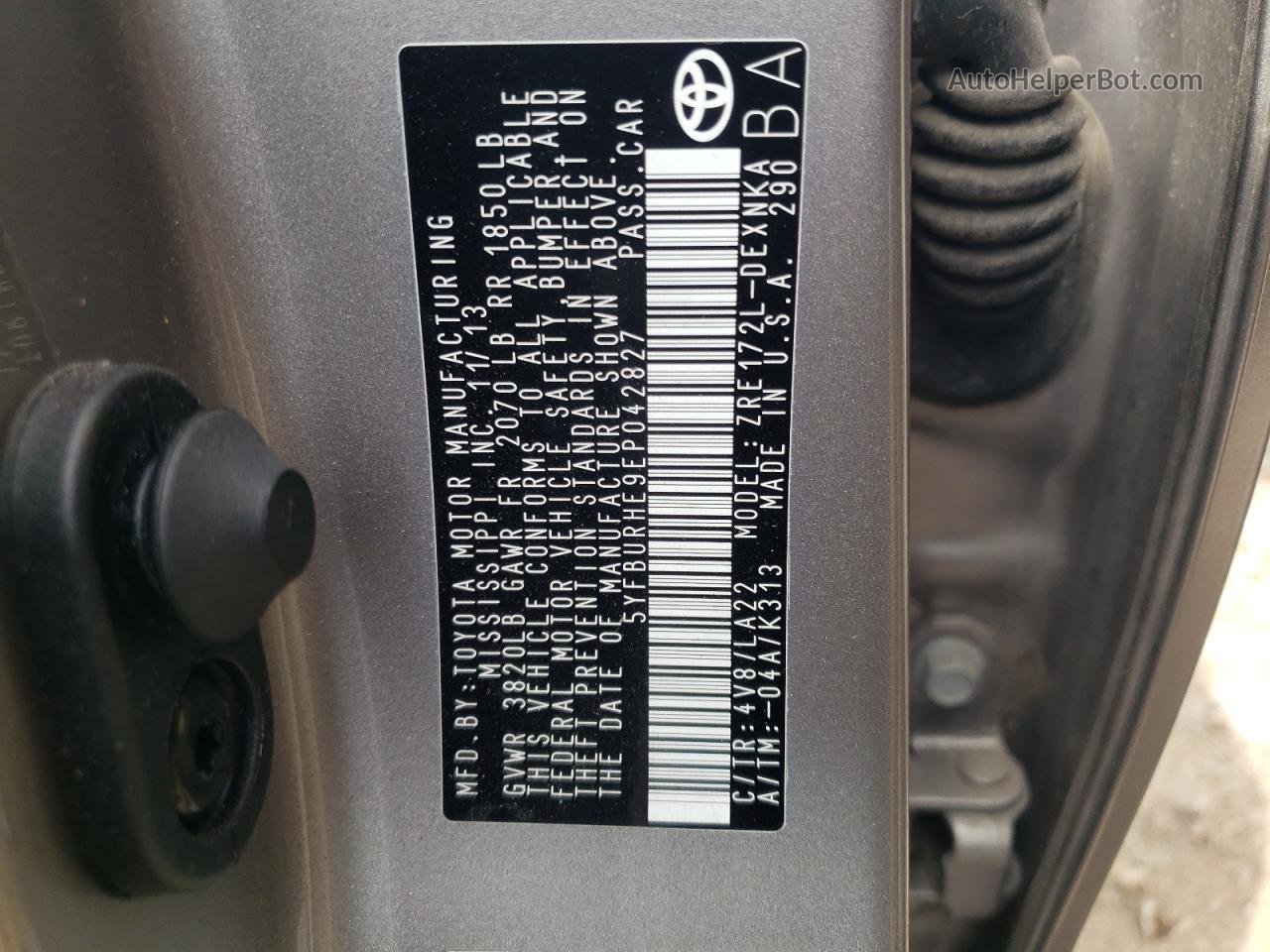 2014 Toyota Corolla L Gray vin: 5YFBURHE9EP042827