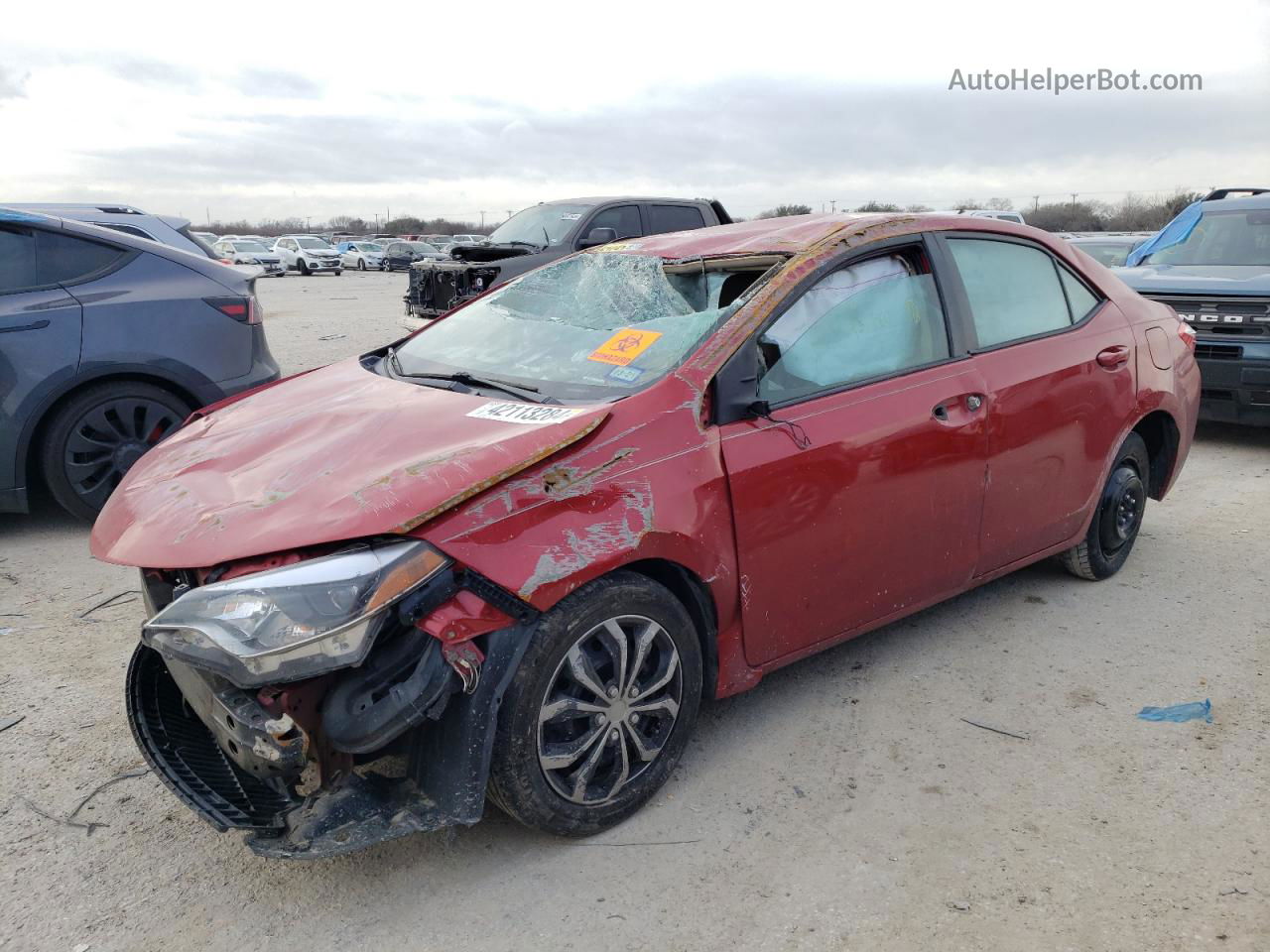 2015 Toyota Corolla L Red vin: 5YFBURHEXFP231780