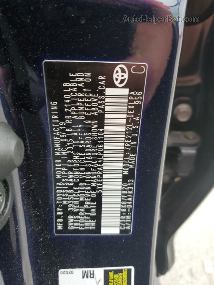 2020 Toyota Corolla Le Синий vin: 5YFEPRAE4LP061104