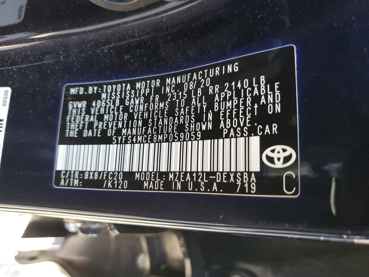 2021 Toyota Corolla Se Синий vin: 5YFS4MCE8MP059059