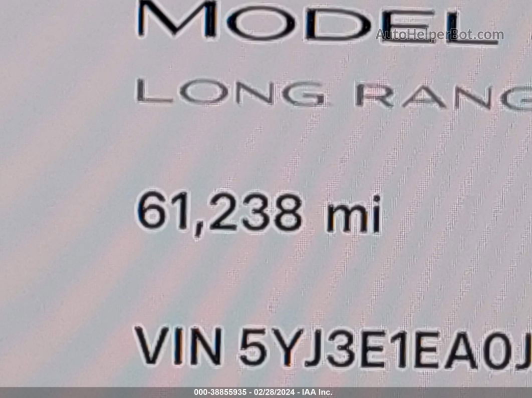 2018 Tesla Model 3 Long Range/mid Range Blue vin: 5YJ3E1EA0JF019611