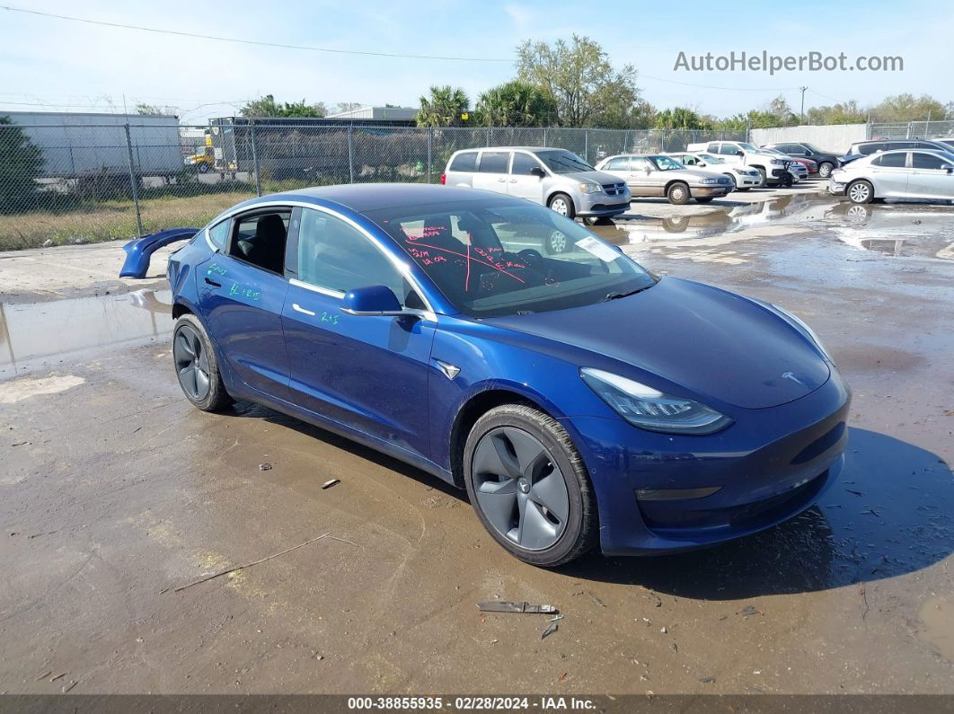 2018 Tesla Model 3 Long Range/mid Range Blue vin: 5YJ3E1EA0JF019611