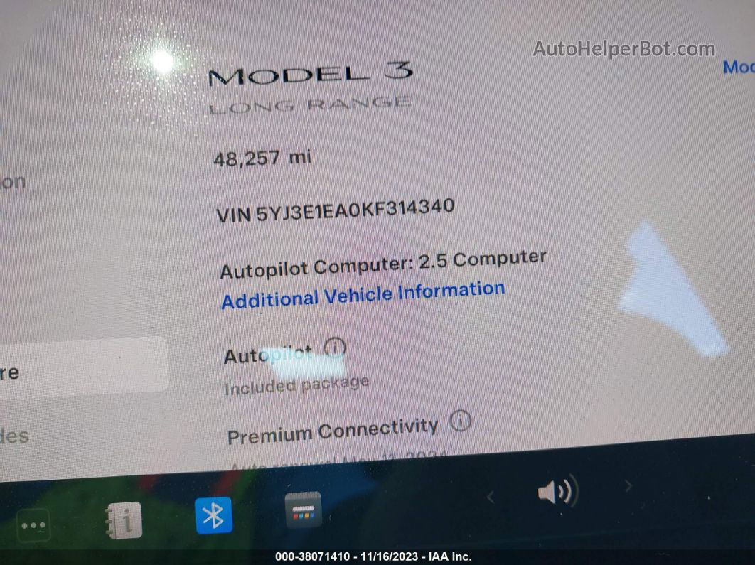 2019 Tesla Model 3 Standard Range/standard Range Plus/long Range/mid Range Gray vin: 5YJ3E1EA0KF314340