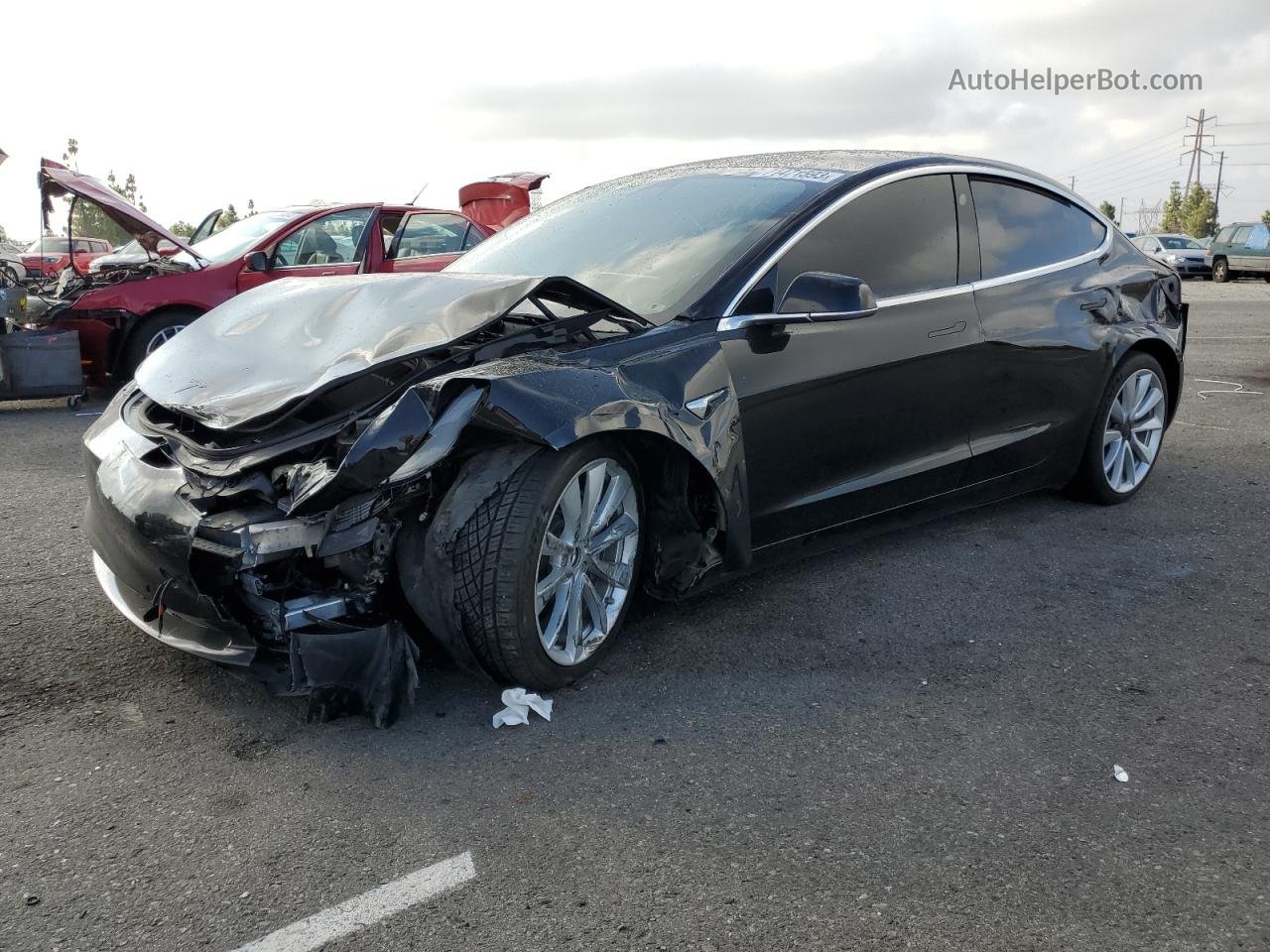 2019 Tesla Model 3  Черный vin: 5YJ3E1EA0KF317626