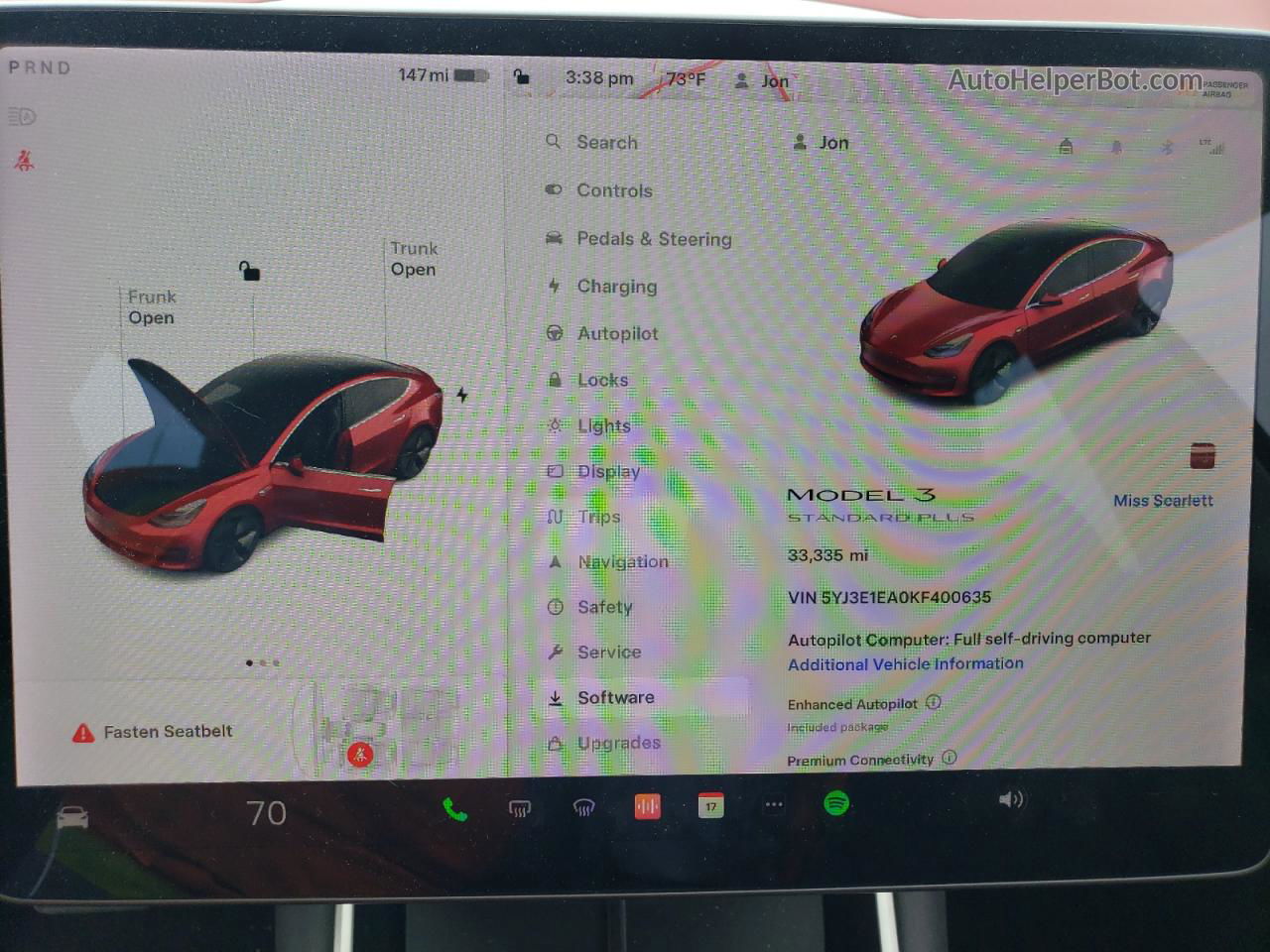 2019 Tesla Model 3  Red vin: 5YJ3E1EA0KF400635