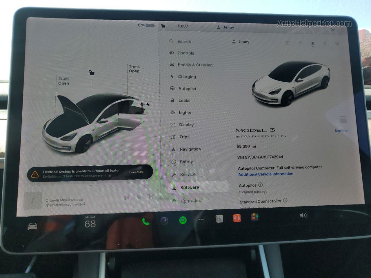 2020 Tesla Model 3  Белый vin: 5YJ3E1EA0LF742944