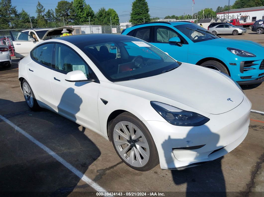 2021 Tesla Model 3 Standard Range Plus Rear-wheel Drive White vin: 5YJ3E1EA0MF918652