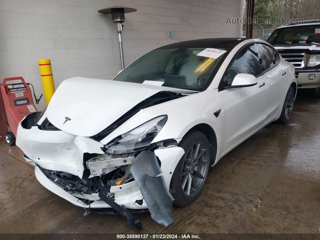 2021 Tesla Model 3 Standard Range Plus Rear-wheel Drive White vin: 5YJ3E1EA0MF928906