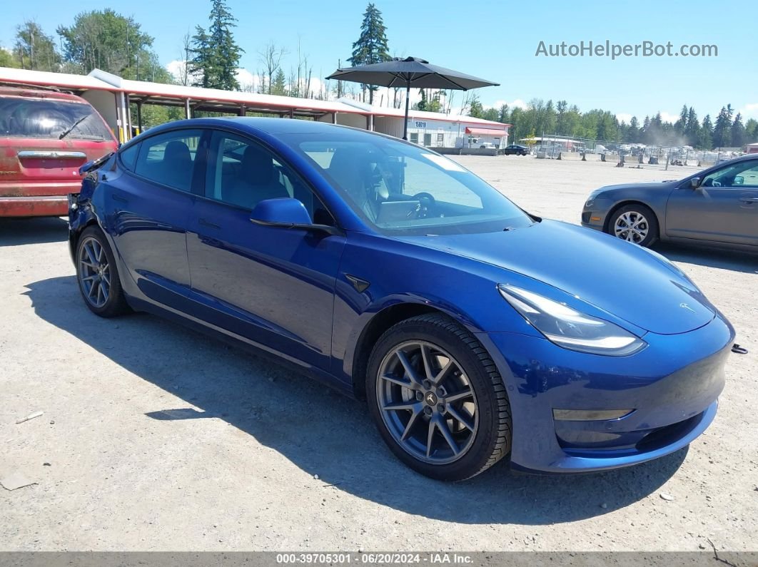 2021 Tesla Model 3 Standard Range Plus Rear-wheel Drive Blue vin: 5YJ3E1EA0MF930705