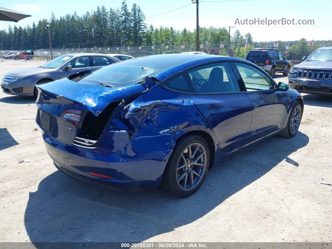 2021 Tesla Model 3 Standard Range Plus Rear-wheel Drive Blue vin: 5YJ3E1EA0MF930705