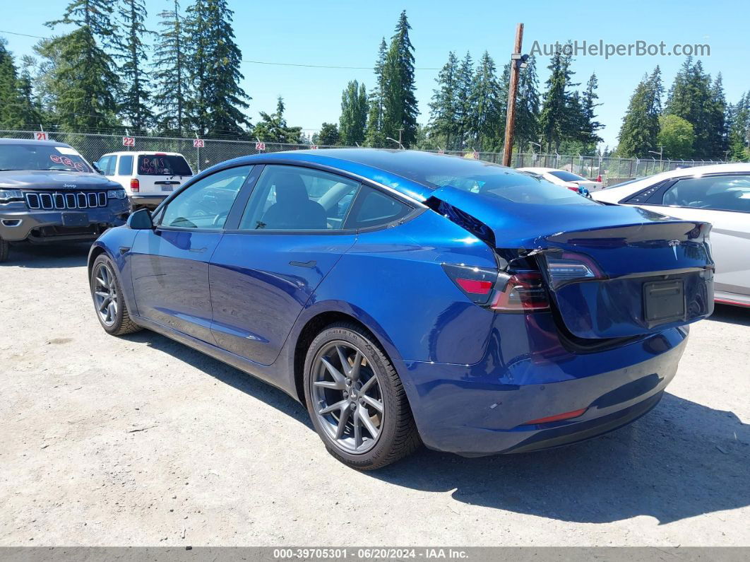 2021 Tesla Model 3 Standard Range Plus Rear-wheel Drive Blue vin: 5YJ3E1EA0MF930705