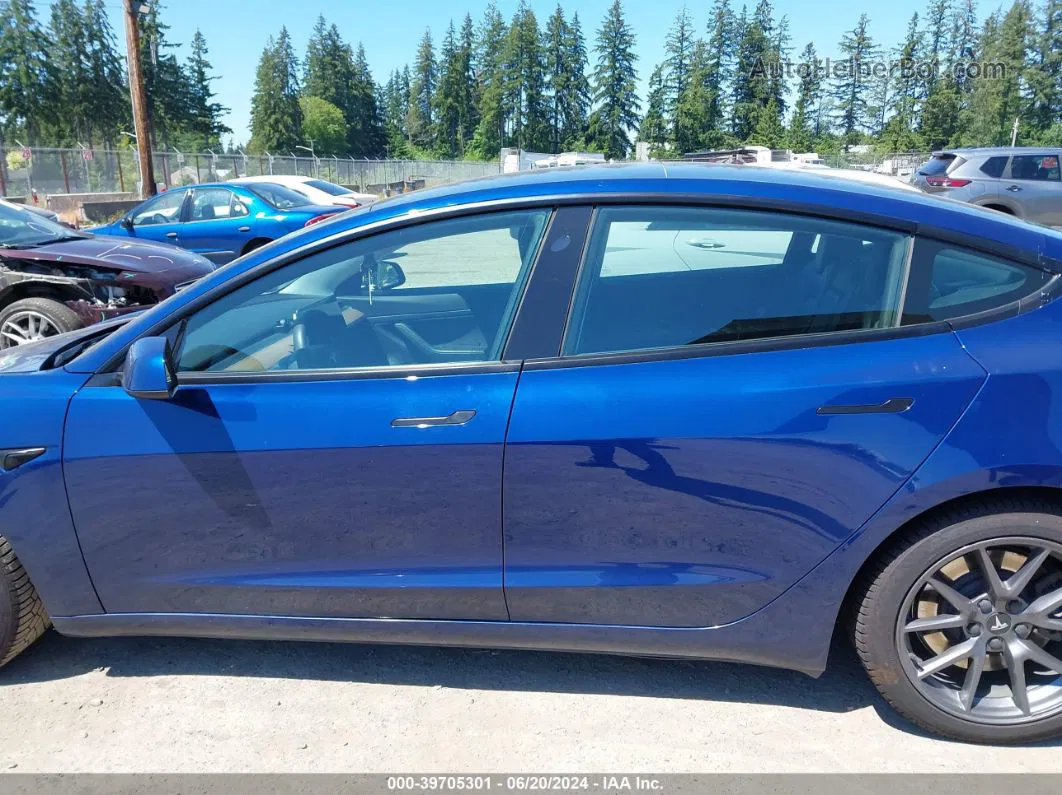 2021 Tesla Model 3 Standard Range Plus Rear-wheel Drive Blue vin: 5YJ3E1EA0MF930705