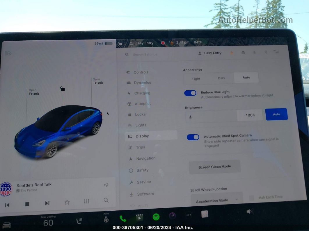 2021 Tesla Model 3 Standard Range Plus Rear-wheel Drive Синий vin: 5YJ3E1EA0MF930705