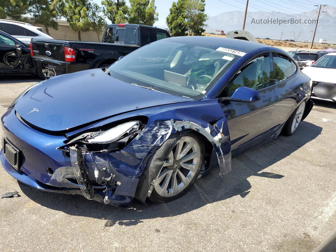 2022 Tesla Model 3  Blue vin: 5YJ3E1EA0NF191448