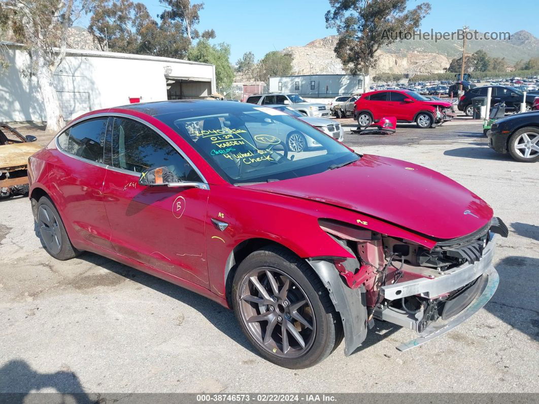 2018 Tesla Model 3 Long Range/mid Range Red vin: 5YJ3E1EA1JF010416