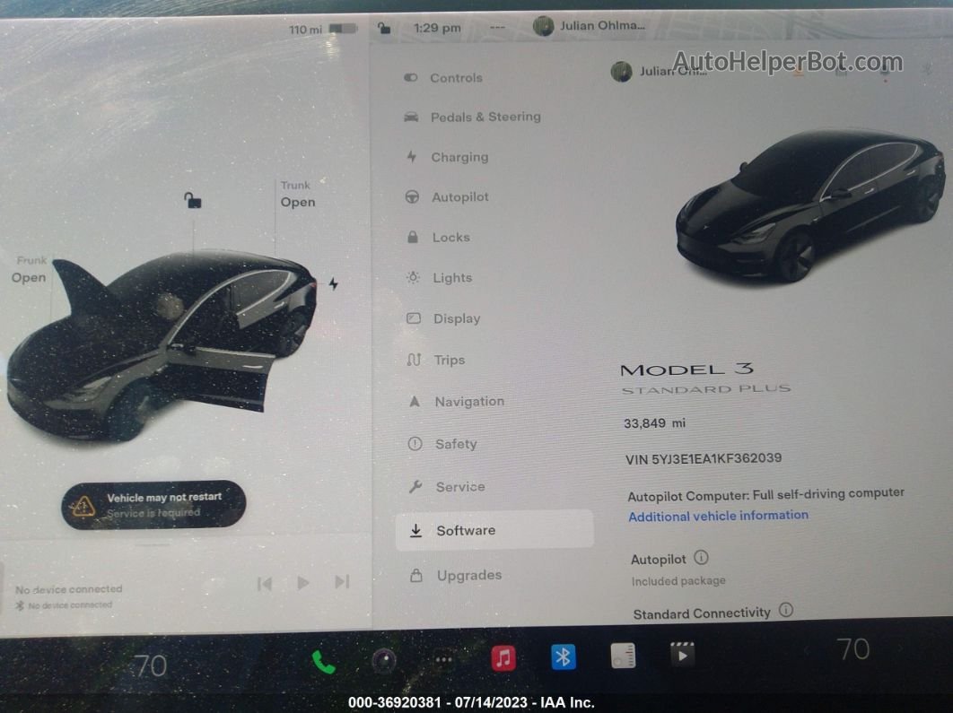 2019 Tesla Model 3 Range Черный vin: 5YJ3E1EA1KF362039