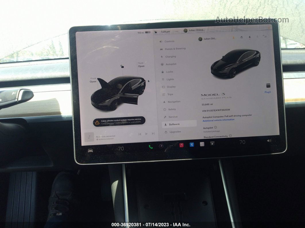 2019 Tesla Model 3 Range Черный vin: 5YJ3E1EA1KF362039