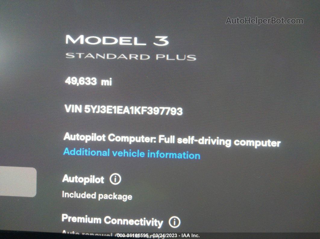 2019 Tesla Model 3 Range Unknown vin: 5YJ3E1EA1KF397793